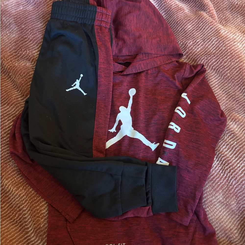 Jordan Kids' Maroon and Black Jogger Set